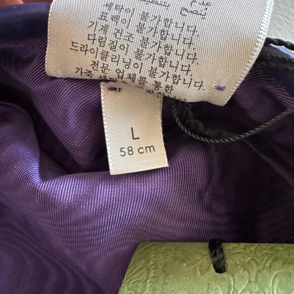 NWT GUCCI LAME BERET CAP Check Lame Sz L Multicolour Violet Tweed - Picture 13 of 14